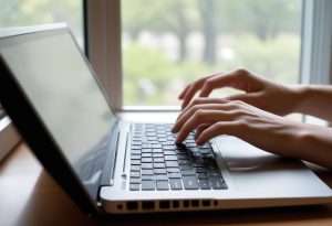 pessoa acessando o portal de compras públicas em seu computador